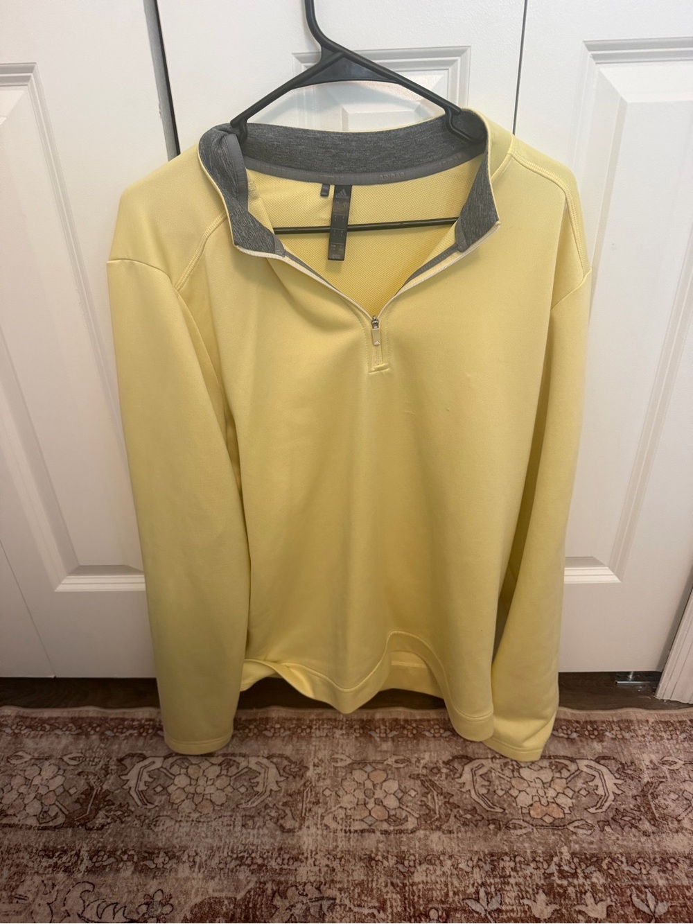 adidas Men's Light Yellow Quarter-Zip with Gray Contrast Collar